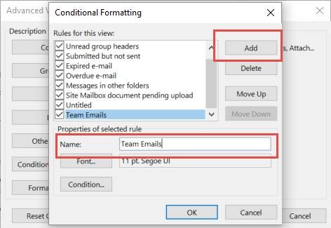 how to make outlook conditional formatting for all folders